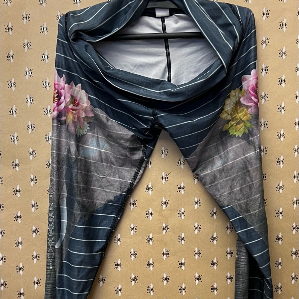 Striped Floral Leggings